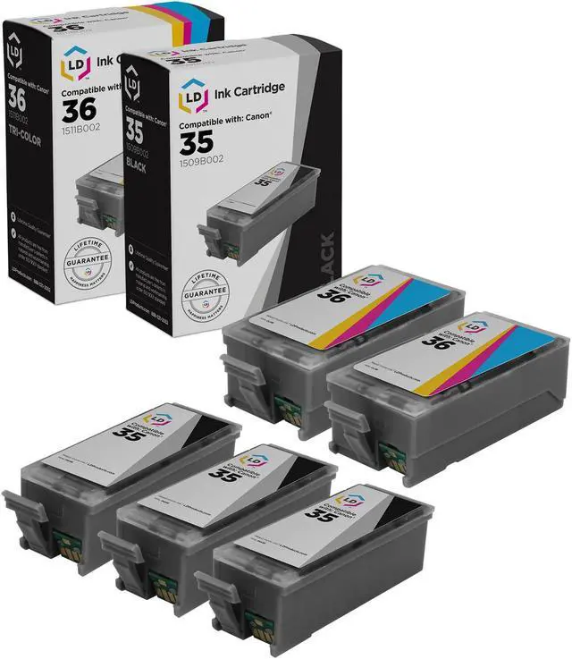 Main image of LD Products Compatible Ink Cartridge Replacement for Canon PGI35 & CLI36 (3 Black, 2 Color, 5-Pack)