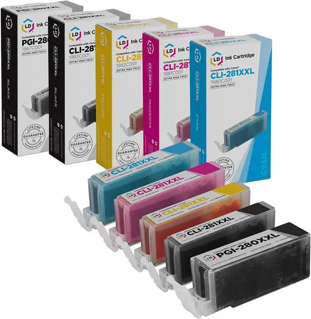 Main image of LD Products Compatible Ink Cartridge Replacements for Canon PGI-280XXL & Canon CLI-281XXL Super High Yield (1 Pigment Black, 1 Black, 1 Cyan, 1 Magenta, 1 Yellow, 5-Pack)