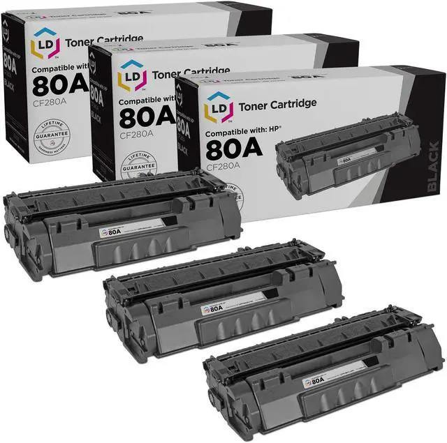 Main image of LD Products Compatible Toner Cartridge Replacements For HP 80A CF280A (Black, 3-Pack)