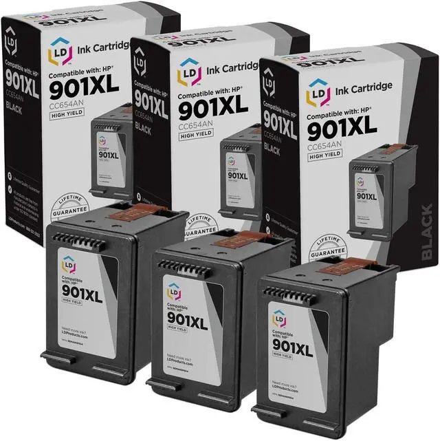 Main image of LD Products Remanufactured Ink Cartridge Replacement for HP 901 CC653AN (Black, 3-Pack)