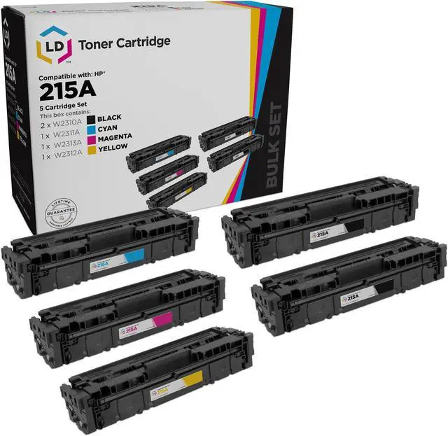 Main image of LD Products Compatible Toner Cartridge Replacements for HP 215A (2 W2310A Black, 1 W2311A Cyan, 1 W2313A Magenta, 1 W2312A Yellow 5-Pack)