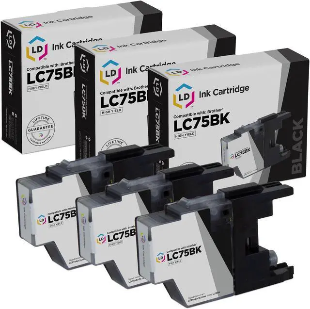 Main image of LD Products Compatible Ink Cartridge Replacement for Brother LC75BK High Yield (Black, 3-Pack)