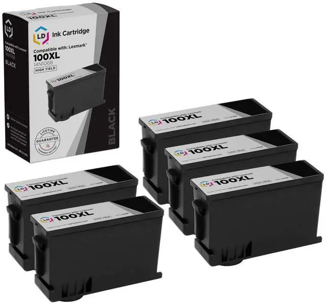 Main image of LD Products Compatible Ink Cartridge Replacement for Lexmark 100XL 14N1068 High Yield (Black, 5-Pack)