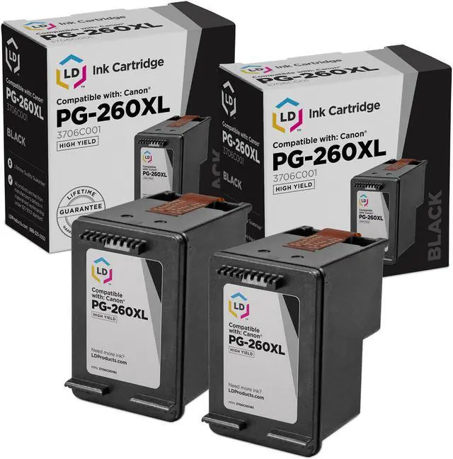 Main image of LD Replacements for Canon PG-260XL / 3706C001 Black High Yield Ink Cartridge 2-Pack for use in PIXMA TR7020, TS5320, TS6420