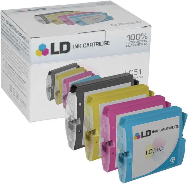 Alt view image 2 of 2 - LD © Brother Compatible LC51 Bulk Set of 10 Ink Cartridges: 4 Black & 2 each of Yellow / Cyan / Magenta + Free 4x6 Photo Paper