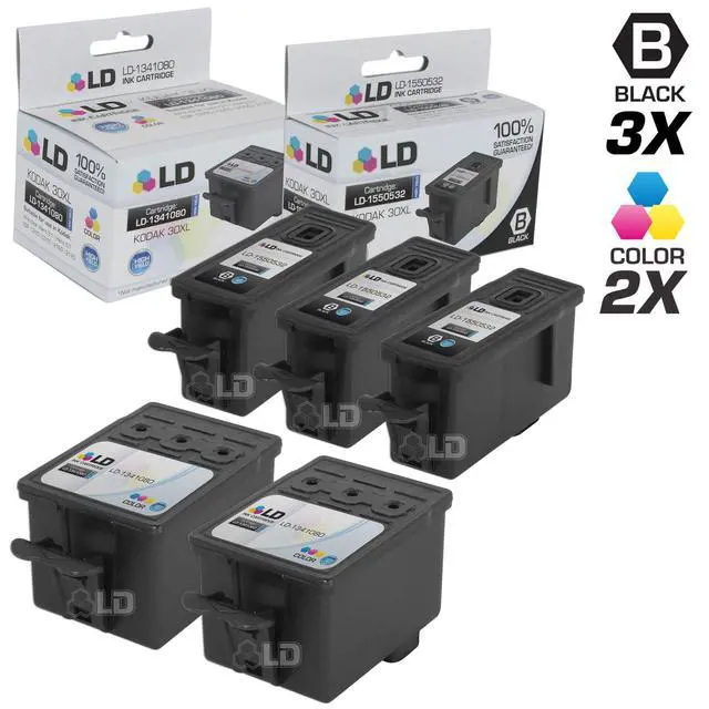 Main image of LD Compatible Replacement for Kodak 30XL / 30 5 Pk HY Ink Cartridges Includes:3 1550532 Black & 2 1341080 Color for use in ESP C110, C310, C315, Office 2150, Office 2170, 3.2, & Hero 3.1, 4.2, & 5.1