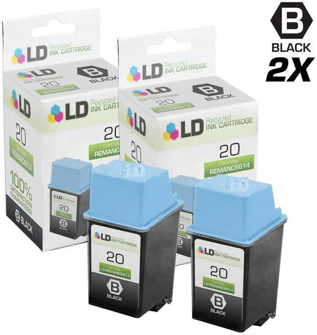 Main image of LD © Remanufactured Replacements for Hewlett Packard C6614DN (HP 20) Set of 2 Black Inkjet Cartridges for use in HP Apollo, Deskjet, & FAX Printers