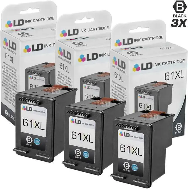Main image of LD Remanufactured Replacement Ink Cartridges for HP CH563WN HP 61XL / 61 High-Yield Black (3 Pack) for the HP ENVY 5530, 5531, HP DeskJet 3054, J610a, 2514, 3512, 3056A, OfficeJet 4632 DeskJet 3056A