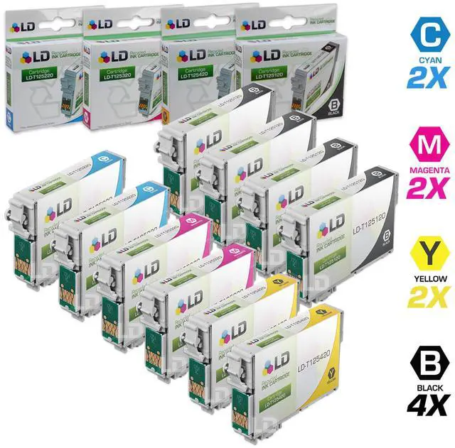 Main image of LD © Remanufactured Replacement for Epson T125 10-Set Ink Cartridges: 4 Black T125120 & 2 each of Cyan T125220 / Magenta T125320 / Yellow T125420