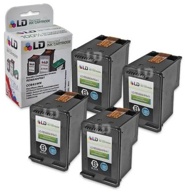 Main image of LD © Remanufactured Replacement Ink Cartridges for Hewlett Packard CC641WN HP 60XL / 60 High-Yield Black (4 pack)