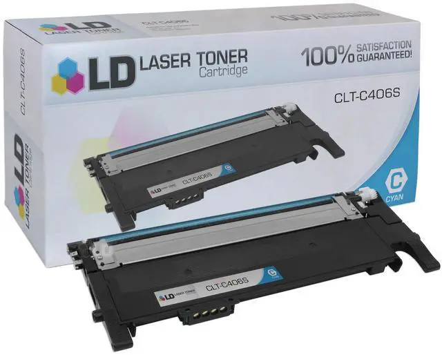Main image of LD © Compatible Replacement for Samsung CLT-C406S Cyan Laser Toner Cartridge for use in Samsung CLP-365W, CLX-3305FW, Xpress C410W, and Xpress C460FW Printers