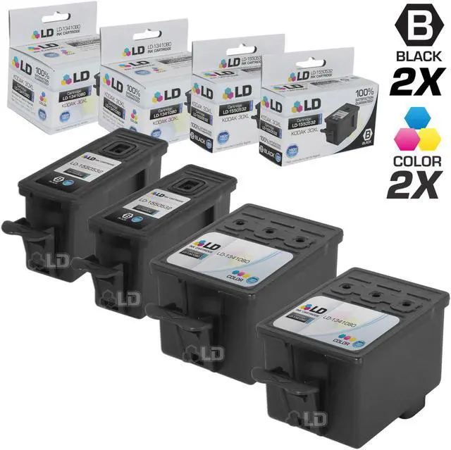 Main image of LD Compatible Replacement for Kodak 30XL / 30 4 Pk HY Ink Cartridges Includes:2 1550532 Black & 2 1341080 Color for use in ESP C110, C310, C315, Office 2150, Office 2170, 3.2, & Hero 3.1, 4.2, & 5.1