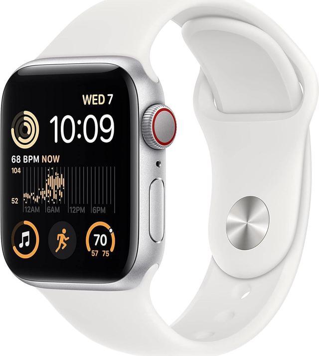 Main image of Apple Watch SE (2nd Gen) [GPS + Cellular 40mm] Smart Watch w/Silver Aluminum Case & White Sport Band - M/L.
