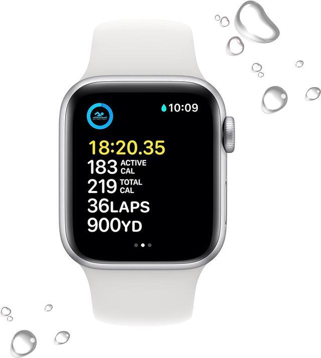 Alt view image 2 of 2 - Apple Watch SE (2nd Gen) [GPS + Cellular 40mm] Smart Watch w/Silver Aluminum Case & White Sport Band - M/L.
