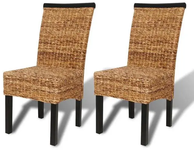 Alt view image 15 of 16 - vidaXL Dining Chairs 2 pcs Abaca and Solid Mango Wood