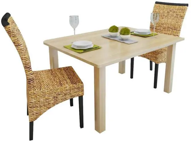 Alt view image 14 of 16 - vidaXL Dining Chairs 2 pcs Abaca and Solid Mango Wood