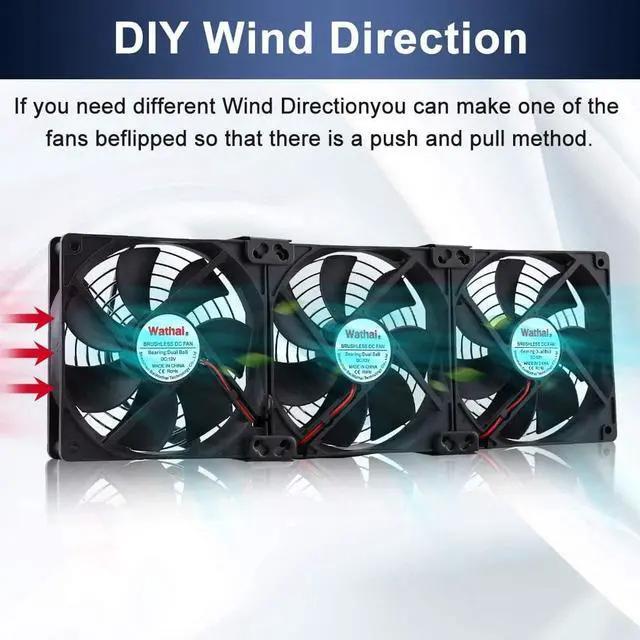 Alt view image 6 of 7 - Wathai Dual Ball 3 x 120mm DC 12V Big Airflow Fan with 110V - 240V AC Speed Controller for DIY Cabinet Chassis Machine Server Workstation Cooling