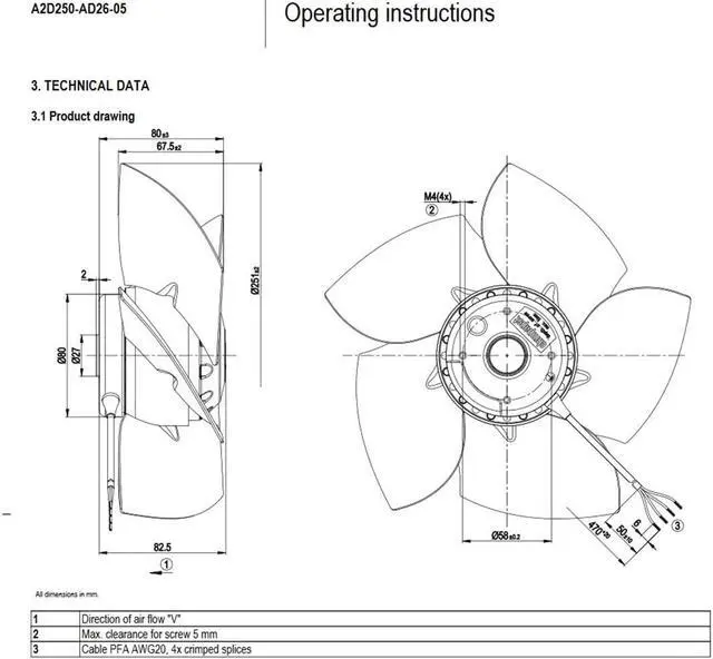 Alt view image 4 of 5 - Original New ebmpapst Fan A2D250-AD26-05 M2D068-DF for Siemens Spindle Motor 1PH716 Series