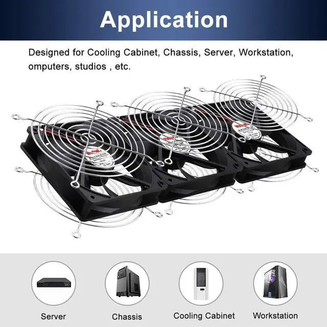 Alt view image 7 of 7 - Wathai Dual Ball 3 x 120mm DC 12V Big Airflow Fan with 110V - 240V AC Speed Controller for DIY Cabinet Chassis Machine Server Workstation Cooling