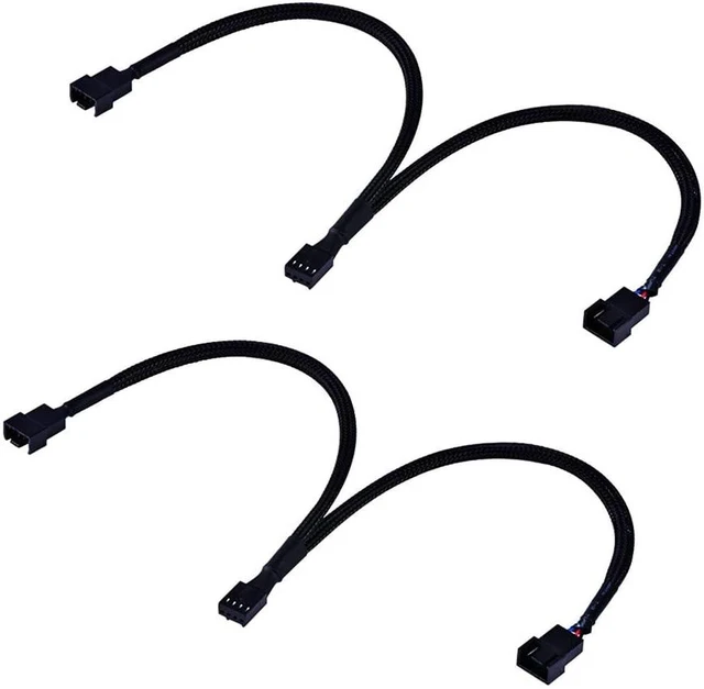 Alt view image 5 of 6 - 2PCS PWM Fan Splitter Cable 1 to 2 Converter, FBHDZVV 4 Pin Black Sleeved Splitter Cable Case Fan Braided Y Splitter Power Fan Extension Power Cable for Computer ATX Case Cooling Fan Cable