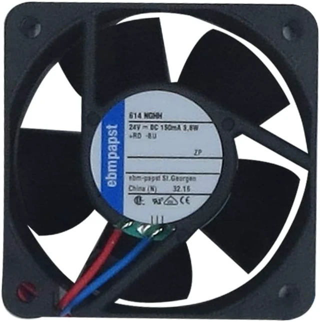 Main image of 614NGHH Ebm-papst Axial Flow Fan 60x60x25mm 56m3/h 24V 3.8W 6850rpm Cooling Fans