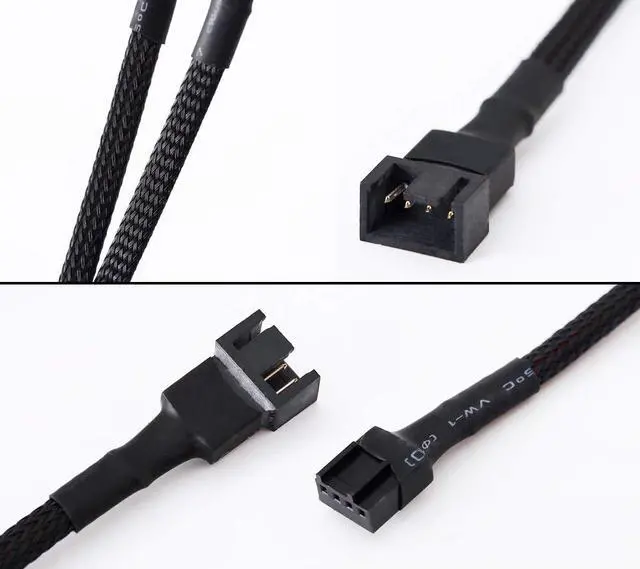 Alt view image 3 of 4 - 5Pack 4-Pin Case Male to Female PWM Fan Splitter Cable 12.6inch Sleeved Braided Adapter Computer PC Fan Power Extension Cable Converter for Computer ATX Case Compatible 3-Pin/4-Pin Cooling Fan Cable
