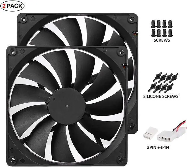 Alt view image 2 of 7 - 140mm Case Fan Quiet High Performance PC Fan 140mm Standard Case Fan 3pin 4pin Molex Connector 12V DC Computer PC CPU Case Fan 1000RPM 2-Pack