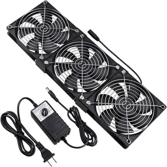Main image of Wathai Dual Ball 3 x 120mm DC 12V Big Airflow Fan with 110V - 240V AC Speed Controller for DIY Cabinet Chassis Machine Server Workstation Cooling