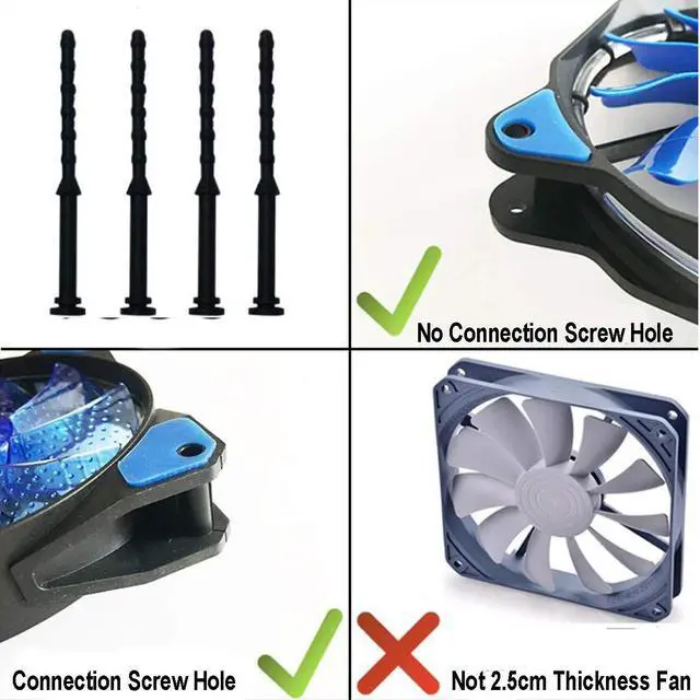 Alt view image 3 of 7 - 20PCS PC Case Fans Computer Cooling Fan Mount Screws, CPU Fan Mounting Pin Rivet Black Soft Rubber Reducing Noise Anti-Vibration Screws 65mm / 2.56in