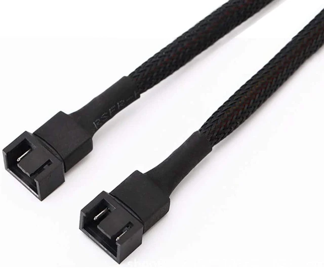 Alt view image 6 of 6 - 2PCS PWM Fan Splitter Cable 1 to 2 Converter, FBHDZVV 4 Pin Black Sleeved Splitter Cable Case Fan Braided Y Splitter Power Fan Extension Power Cable for Computer ATX Case Cooling Fan Cable