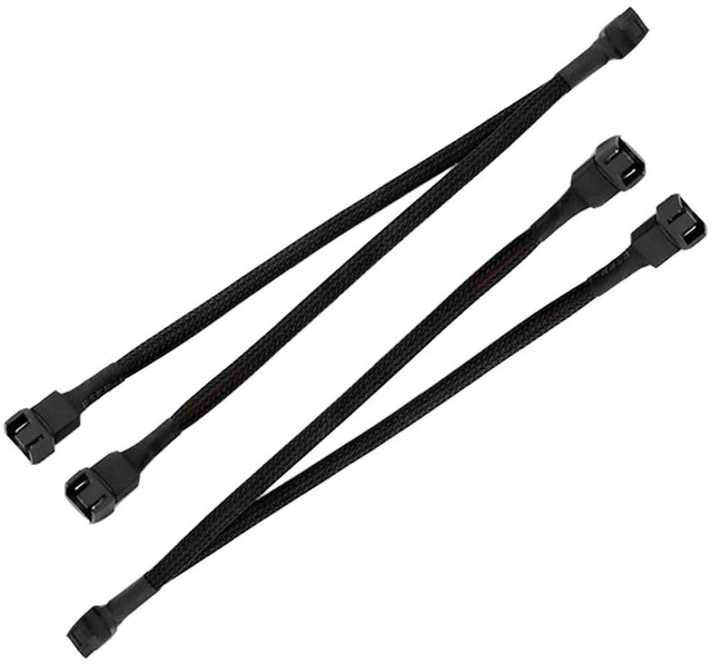 Alt view image 4 of 6 - 2PCS PWM Fan Splitter Cable 1 to 2 Converter, FBHDZVV 4 Pin Black Sleeved Splitter Cable Case Fan Braided Y Splitter Power Fan Extension Power Cable for Computer ATX Case Cooling Fan Cable