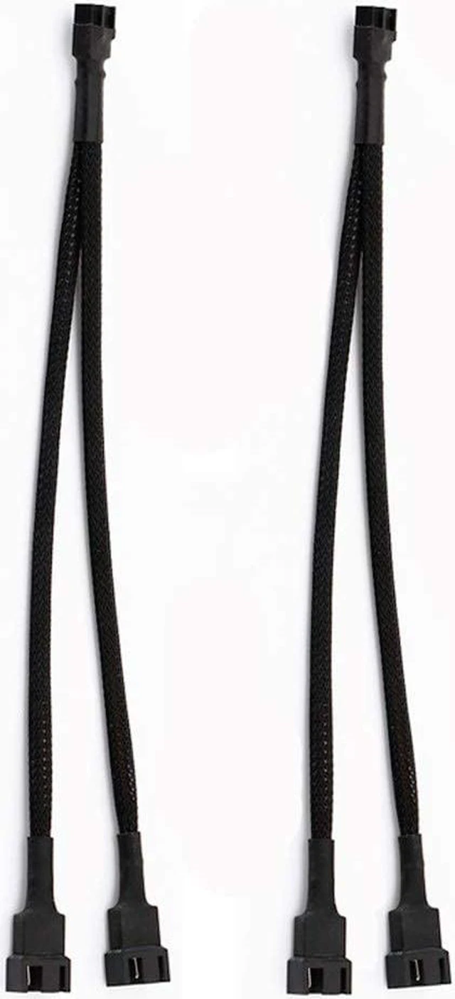 Main image of 2PCS PWM Fan Splitter Cable 1 to 2 Converter, FBHDZVV 4 Pin Black Sleeved Splitter Cable Case Fan Braided Y Splitter Power Fan Extension Power Cable for Computer ATX Case Cooling Fan Cable