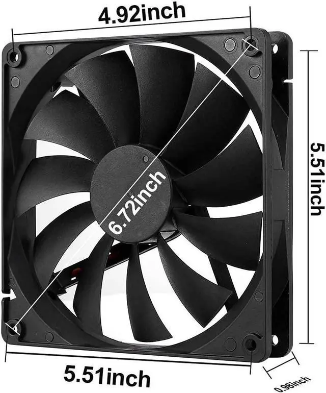 Alt view image 5 of 7 - 140mm Case Fan Quiet High Performance PC Fan 140mm Standard Case Fan 3pin 4pin Molex Connector 12V DC Computer PC CPU Case Fan 1000RPM 2-Pack