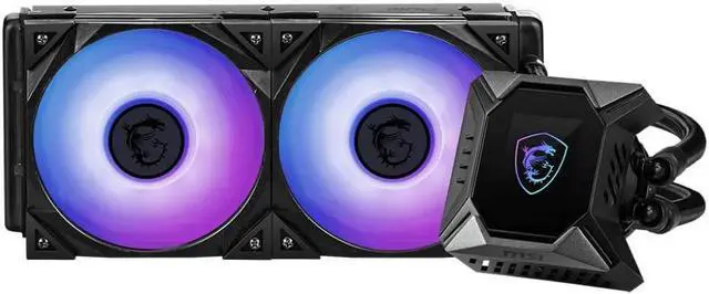 Main image of MSI MPG Series RGB CPU Liquid Cooler (AIO): Customizable LCD Screen Design, 240mm Radiator, Dual 120mm RGB PWM Fans, MPG CORELIQUID K240