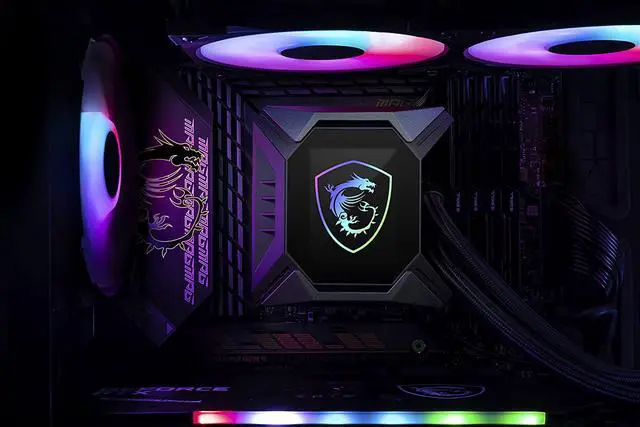 Alt view image 2 of 4 - MSI MPG Series RGB CPU Liquid Cooler (AIO): Customizable LCD Screen Design, 240mm Radiator, Dual 120mm RGB PWM Fans, MPG CORELIQUID K240