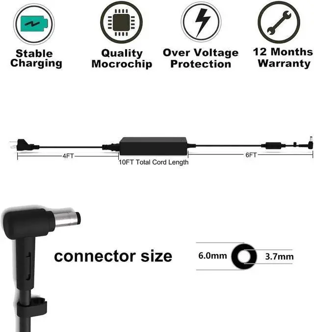 Alt view image 2 of 3 - AC Charger Compatible with Asus Tuf Gaming FX505D FX505DD FX505DT FX505DU FX505DY FX505G FX505GT FX505GD FX505GE FX505GM FX505 F15 FX506 FX506LI FX506LH FX506LU 180W Laptop Supply Power Adapter Cord