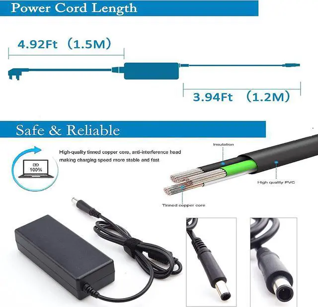 Alt view image 4 of 6 - BURFLO 90W 65W Ac Adapter/Laptop Charger for HP EliteDesk 705 800 G1 G2 G3 G4 Mini PC Desktop Computer;ProDesk 260 600 G1