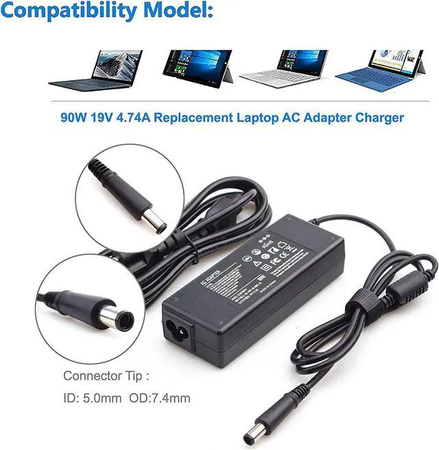 Alt view image 2 of 6 - BURFLO 90W 65W Ac Adapter/Laptop Charger for HP EliteDesk 705 800 G1 G2 G3 G4 Mini PC Desktop Computer;ProDesk 260 600 G1
