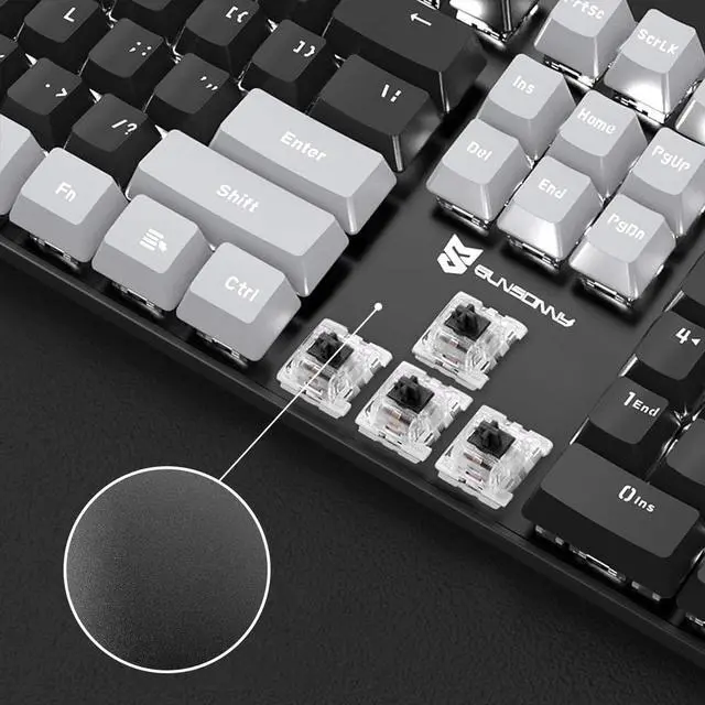 Alt view image 2 of 7 - Merdia Mechanical Keyboard Gaming Keyboard | Black Switch Black & Grey Backlit Keyboard | 104 Keys US Layout | Wired Gaming Keyboard | Hot Swappable Mechanical Keyboard | PC Gaming Keyboards