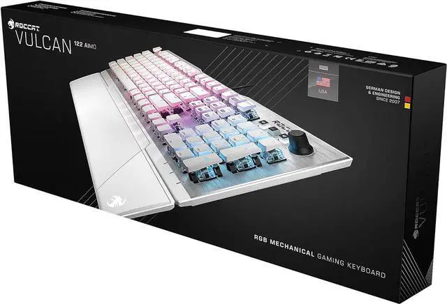 Alt view image 6 of 6 - ROCCAT Kone XP Air \u2013 Wireless Customizable Ergonomic RGB Gaming Mouse & AIMO RGB Lighting, 4D Wheel \u2013 White & Vulcan 122 Mechanical PC Tactile Gaming Keyboard, Titan Switch, White/Silver