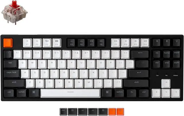 Main image of Keychron C1 Wired Mechanical Keyboard, TKL 87-Key Tenkeyless Gaming Keyboard for Mac Windows, Hot-Swappable Gateron G Pro Red Switches, White Backlit, USB-C, Double-Shot ABS Keycaps