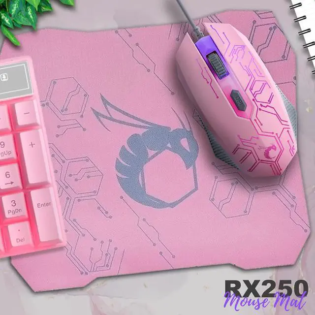 Alt view image 6 of 7 - Pink Gaming Keyboard and Mouse Headset Headphones and Mouse pad,Wired LED RGB Backlight Bundle Pink PC Accessories for Gamers and Xbox and PS4 PS5 Nintendo Switch Users -4in1 Edition Hornet RX-250
