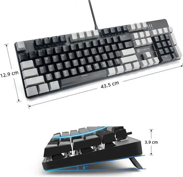 Alt view image 4 of 7 - Merdia Mechanical Keyboard Gaming Keyboard | Black Switch Black & Grey Backlit Keyboard | 104 Keys US Layout | Wired Gaming Keyboard | Hot Swappable Mechanical Keyboard | PC Gaming Keyboards