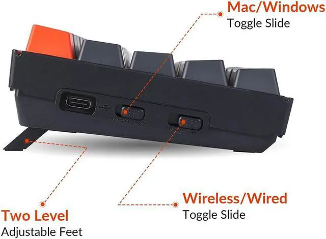 Alt view image 7 of 7 - Keychron K6 Bluetooth 5.1 Wireless Mechanical Keyboard with Gateron G Pro Brown Switch/LED Backlit/Rechargeable Battery, 68 Keys Compact Keyboard Compatible with Mac Windows