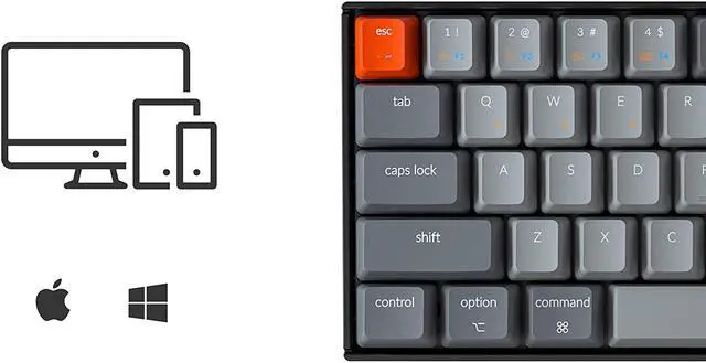 Alt view image 3 of 7 - Keychron K6 Bluetooth 5.1 Wireless Mechanical Keyboard with Gateron G Pro Brown Switch/LED Backlit/Rechargeable Battery, 68 Keys Compact Keyboard Compatible with Mac Windows