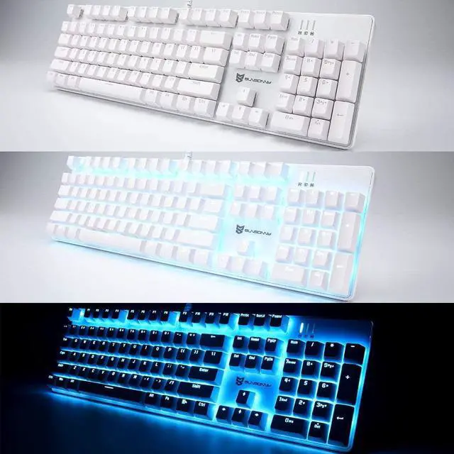 Alt view image 5 of 7 - Merdia Mechanical Keyboard Gaming Keyboard with Blue Switch Wired Ice Blue Backlit Keyboard Full Size 104 Keys US Layout(White)