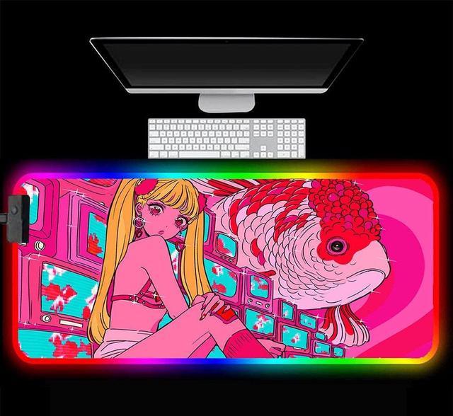 Gaming Mouse Pads Rose RGB Mousepad Gamer Cute Fish Old Fashioned