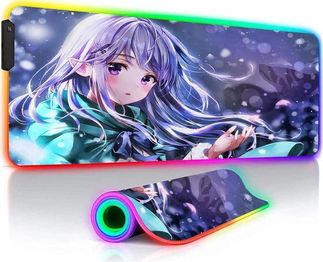 Re Zero Gaming RGB Mouse Pads Large XXL Anime Keyboard Mat Big LED Backlit  Gamer PC Desk Play Mat 35.4x15.7_inches 