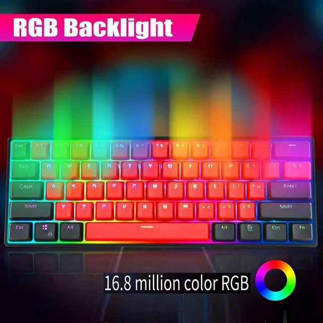 Alt view image 2 of 7 - GTSP SK61 60% Mechanical Keyboard, Custom Hot Swappable 60 Percent Gaming Keyboard with RGB Backlit, NKRO, Water-Resistant, Type-C Cable for Win/PC/Mac (Gateron Optical Yellow, Milan)