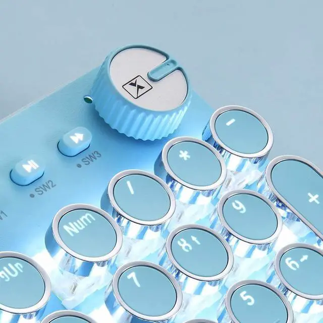 Alt view image 4 of 7 - Gaming Keyboard and Mouse,Retro Steampunk Vintage Typewriter-Style Mechanical Keyboard with White LED Backlit,104-Key Anti-Ghosting Blue Switch Wired USB Metal Panel Round Keycaps(Blue)